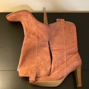 BCBGirls Pink Suede Western Boots